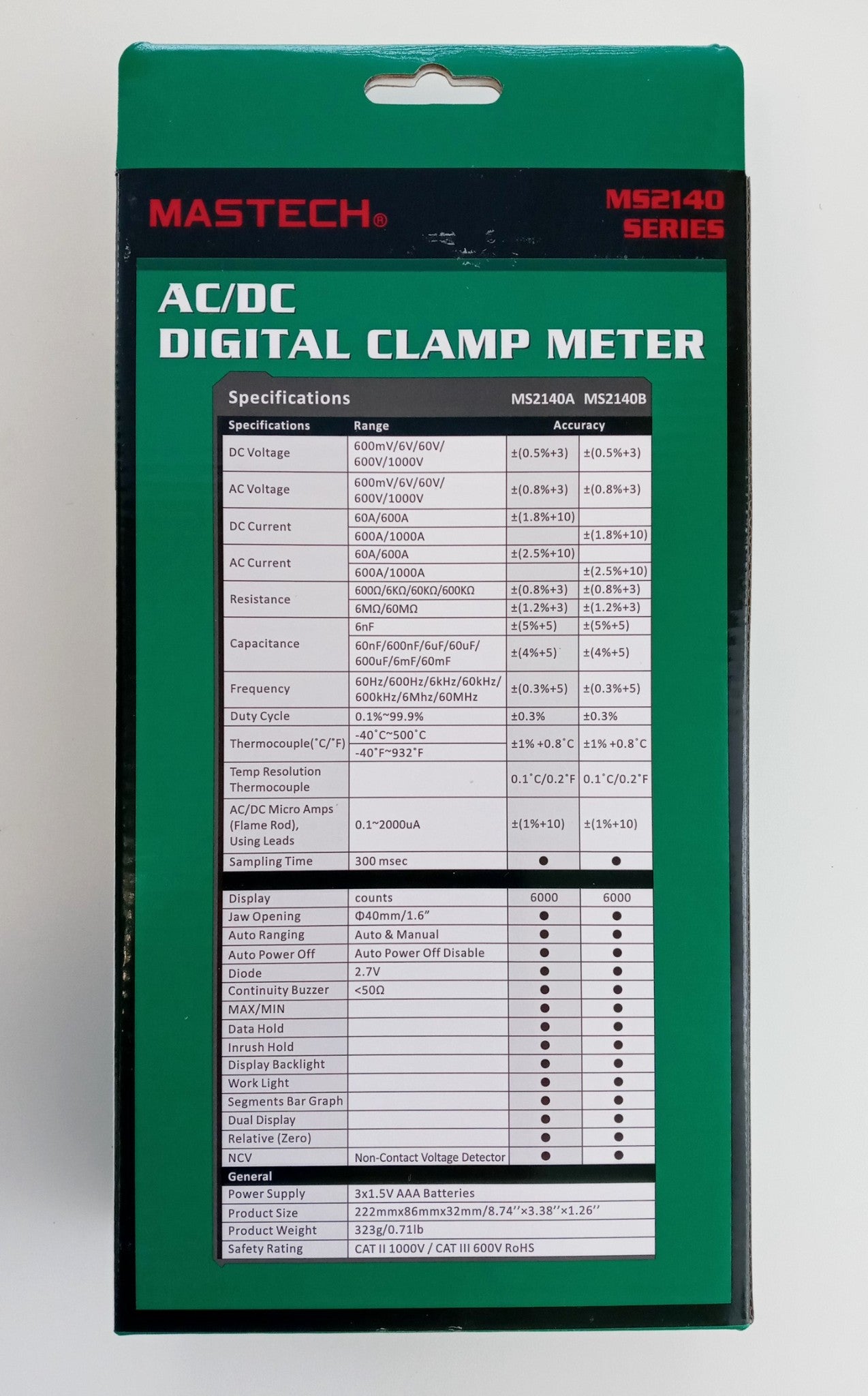 Mastech MS2140 AC/DC Digital Clamp Meter