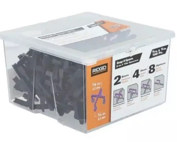 Ridgid FT3507 8-in-1 Tile Spacers 1/8" and 1/4" (100-Pack with Resealable Box)