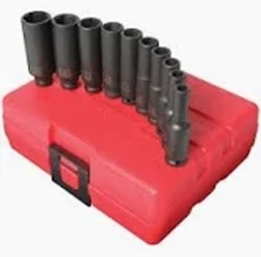 Sunex 1811 10 Piece 1/4" Drive Deep SAE Impact Socket Set