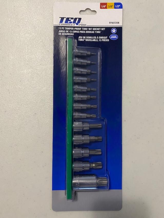 TEQ Correct TP80725N Professional 13-Piece Torx Tamper Proof Bit Socket Set