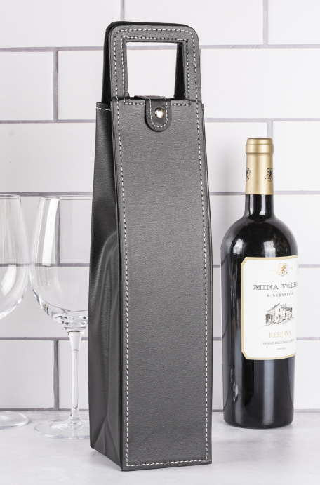 Clipper 199 Wine Bottle Carrying Tote Bag, Faux Leather, PERSONALIZED