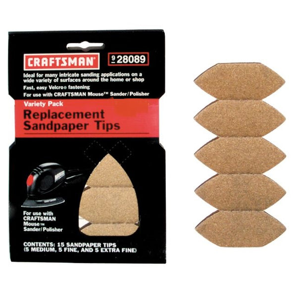 Craftsman 28089 Variety Replacement Sandpaper Medium Fine Extra Fine