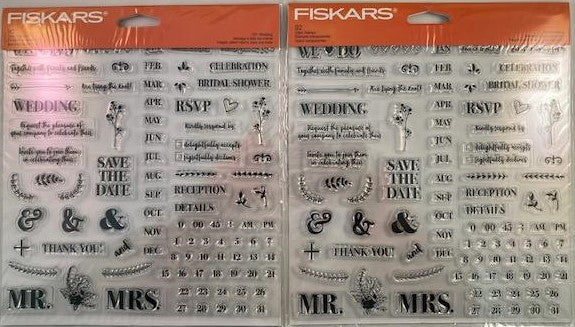 Fiskars 146740-1001 Clear Acrylic Stamp Set DIY Wedding Invitation 2 Packs