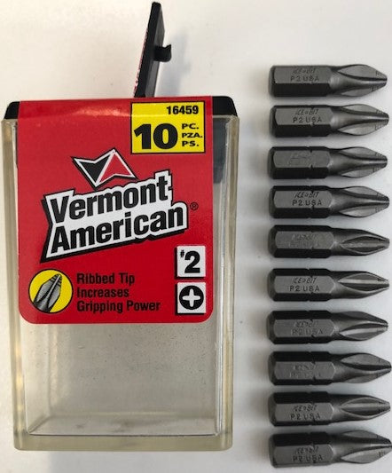 Vermont American 16459 #2 Rib Tipped Phillips IceBit Tips 10 Pack USA