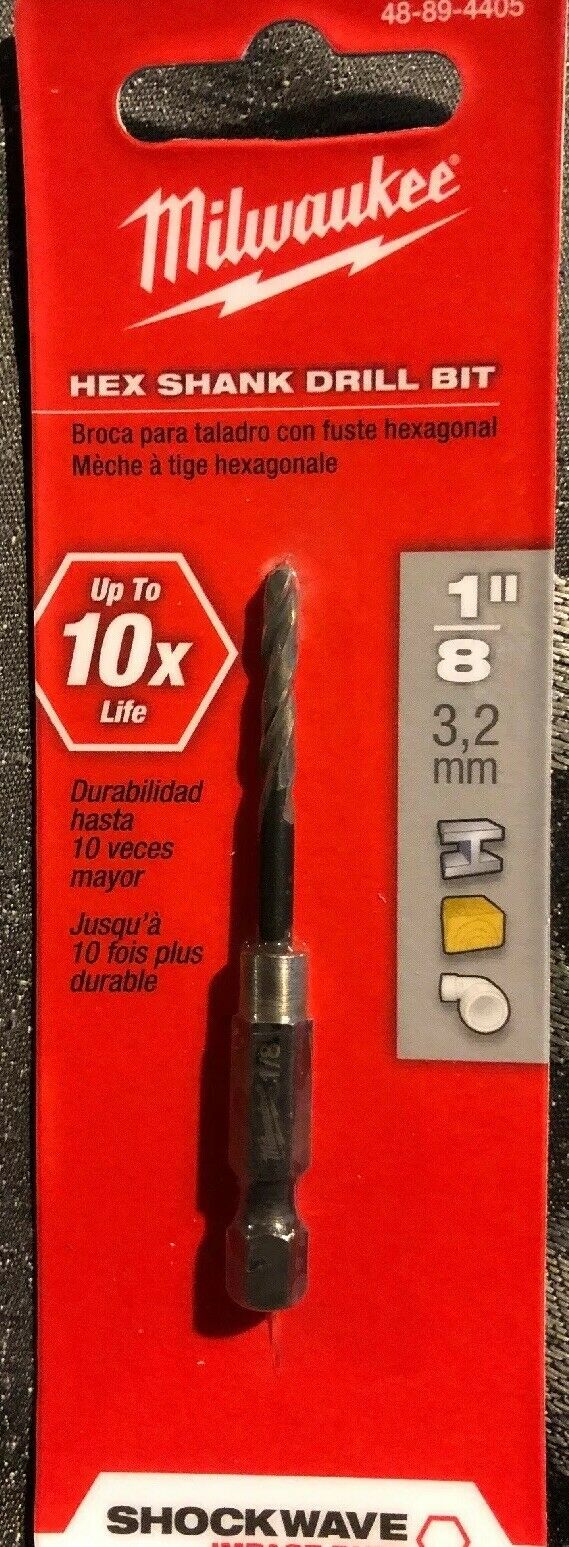 Milwaukee 48-89-4405 Shockwave Impact Duty 1/8" Black Oxide Hex Drill Bit (Milwaukee Bin)