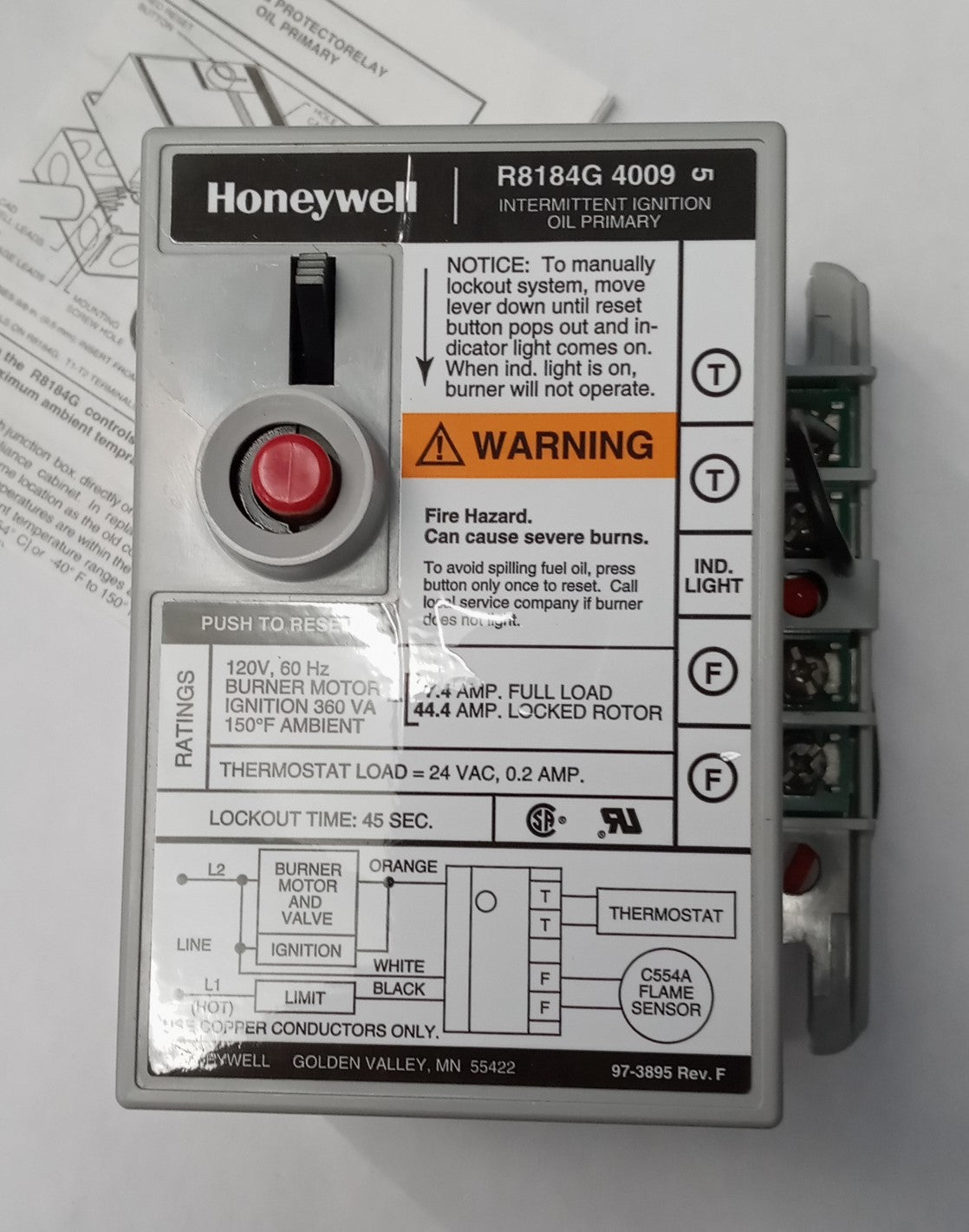 Honeywell Tradeline R8184G 4009 Protectorelay Oil Burning Control