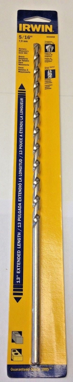 Irwin 5026008 5/16" x 13" Tungsten Carbide Tipped Rotary Masonry Drill Bit