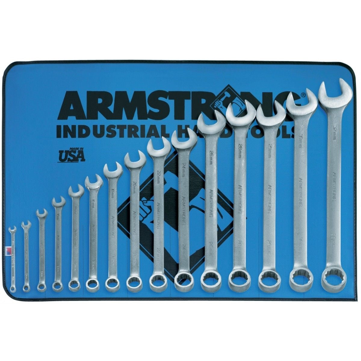 Armstrong 52-682 15 Piece 12 Point Satin Finish Long Combination Wrench Set USA