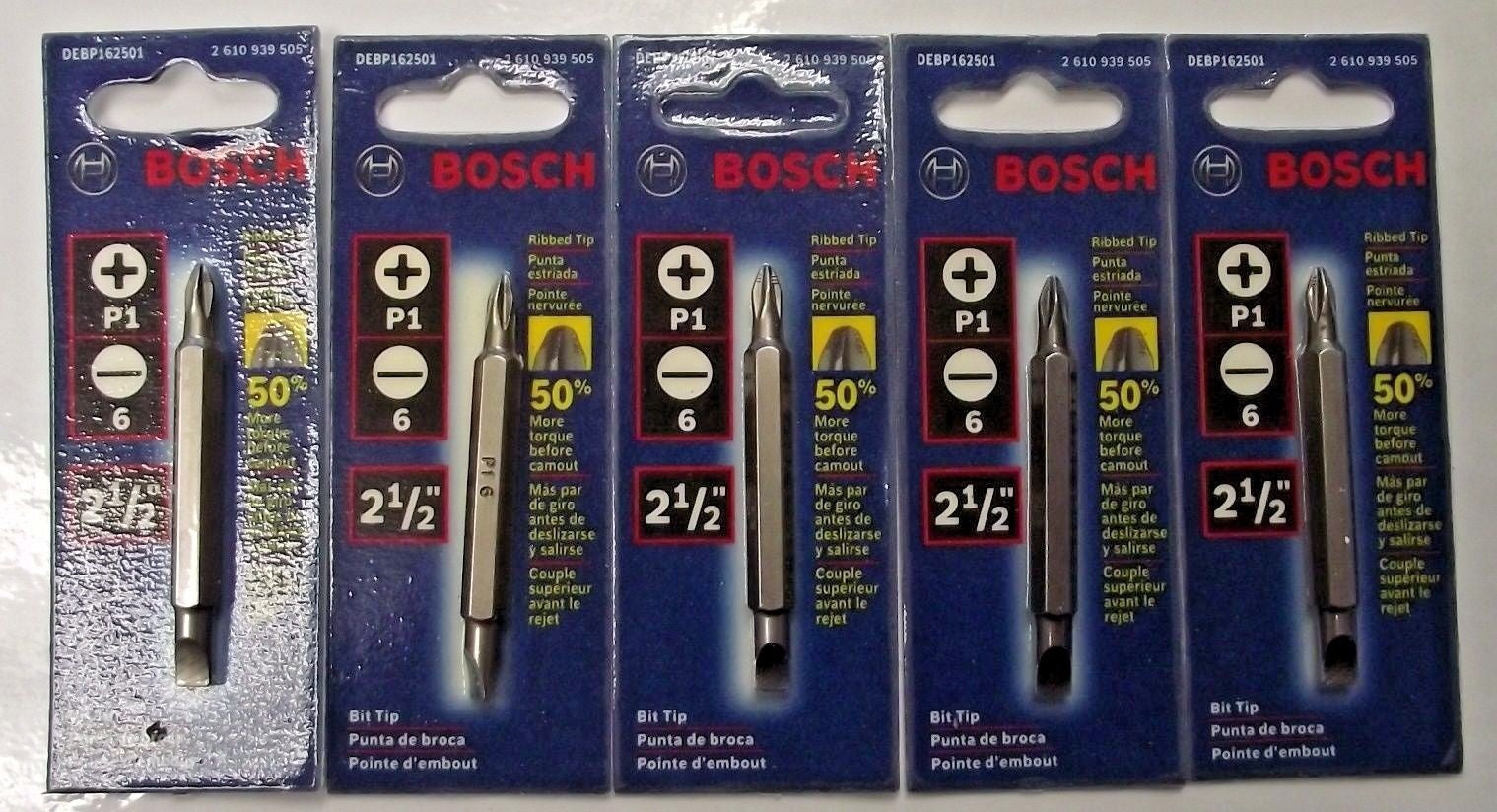 Bosch DEBP162501 Double Ended P1-6 2-1/2" Screw Driver Bit 5pcs. USA