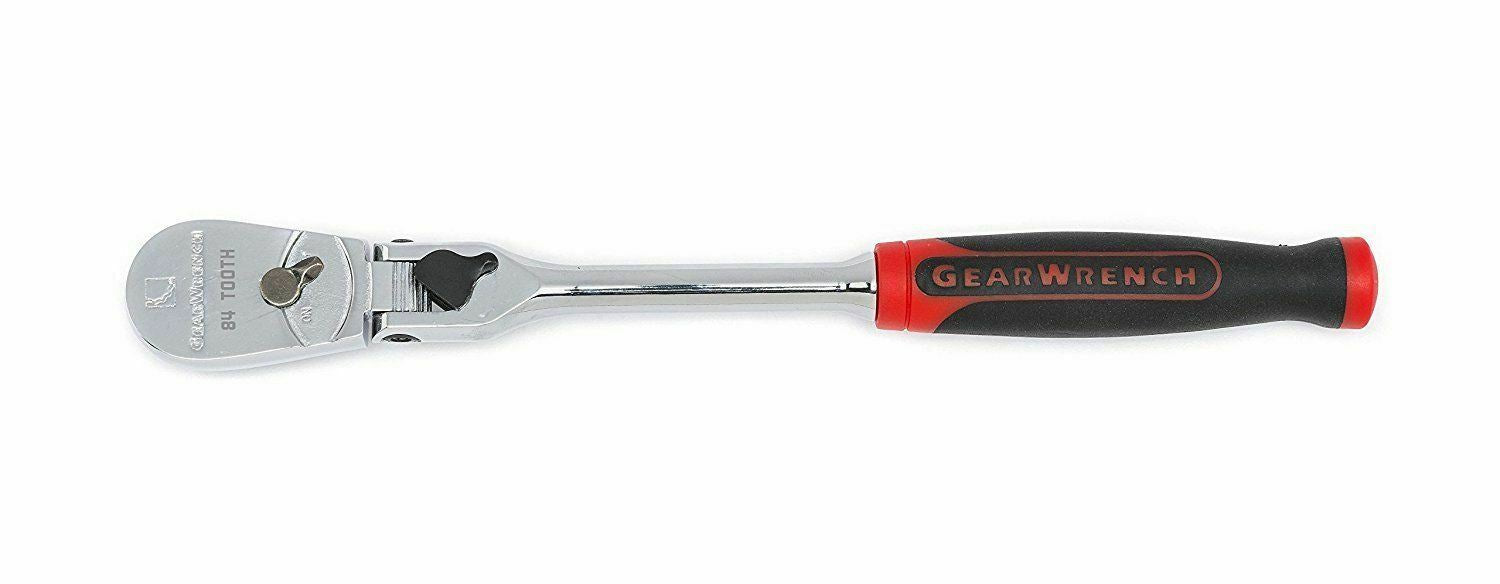 Gearwrench 81016 1/4" Drive 84 Tooth Locking Flex Head Teardrop Ratchet 8-1/4"