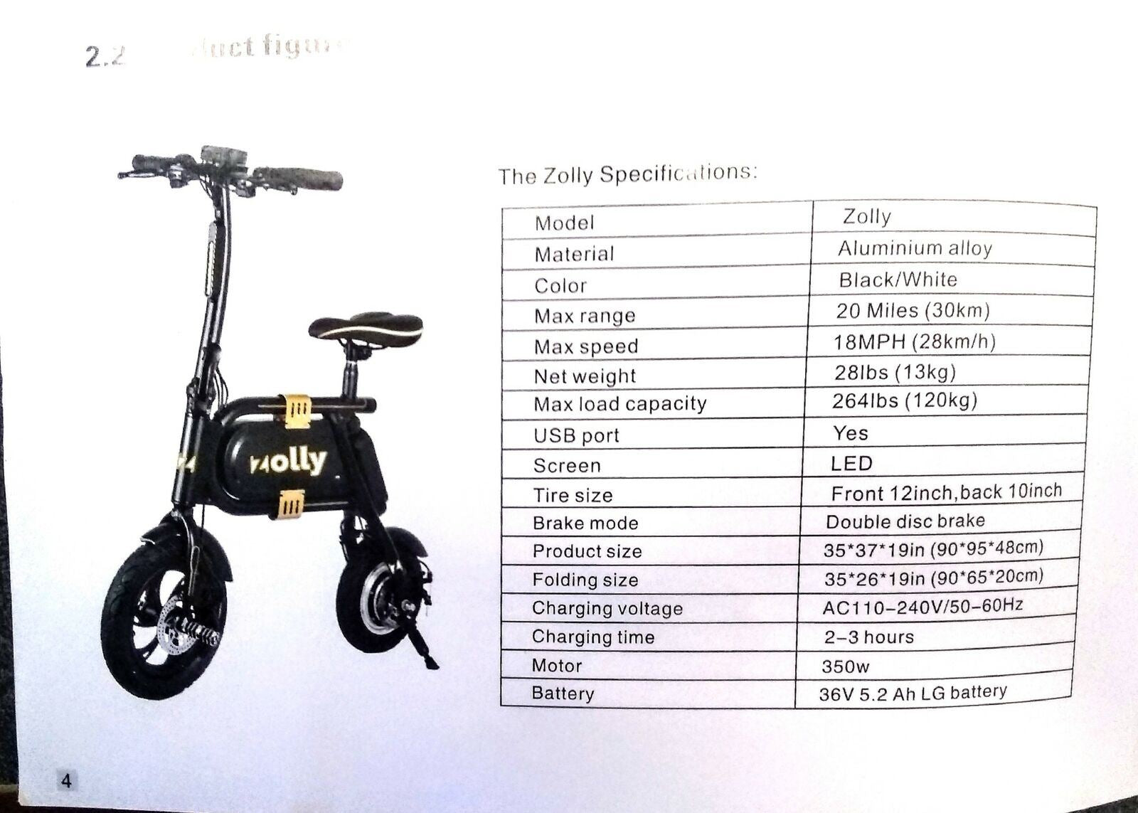 Zolly Folding Electric Bicycle NO POWER for repair or spare parts