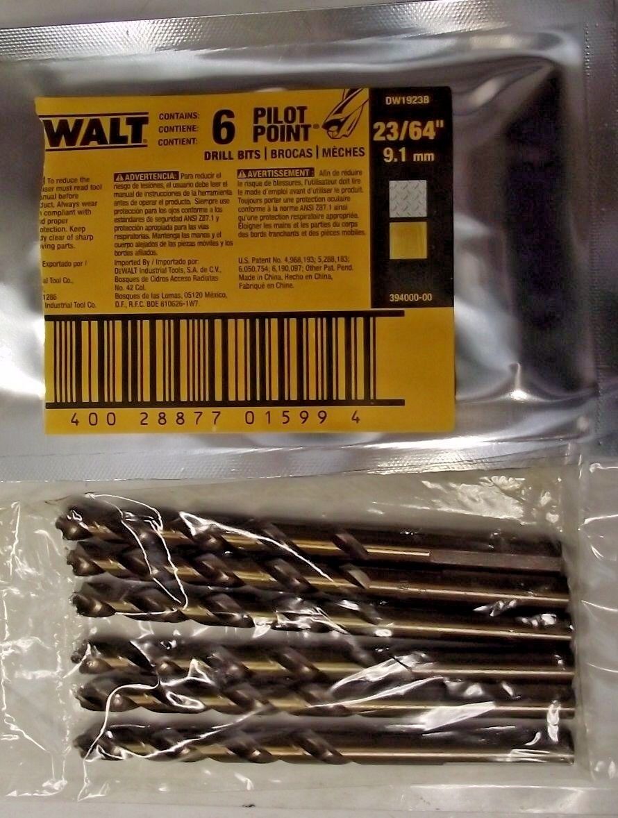 Dewalt DW1923 23/64" Pilot Point Drill Bits 6 Pack