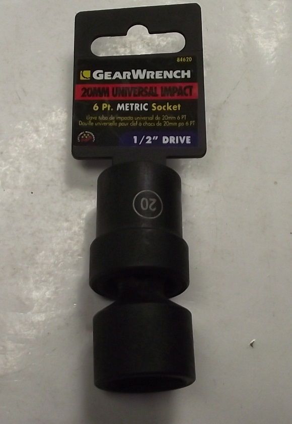 Gearwrench 84620 20mm Universal Impact Socket 1/2" Drive 6pt