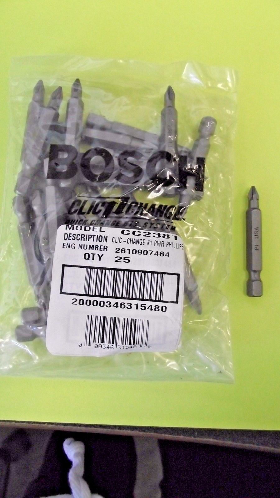 Bosch CC2381 #1 x 2" Phillips Power Bits USA 25 Pack