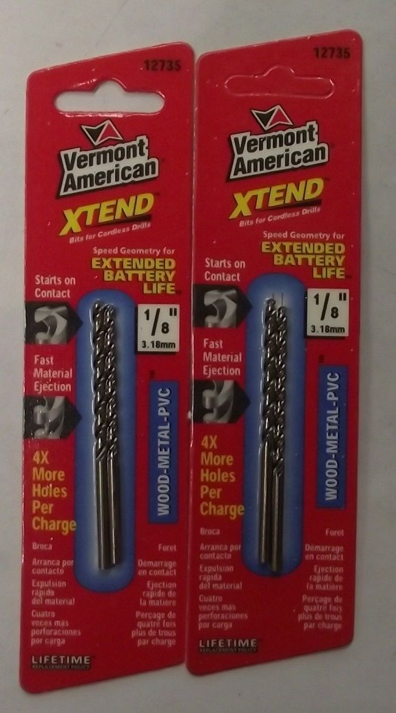 Vermont American 12735 1/8" x 2-3/4" XTEND Fractional Drill Bit 2-2pks