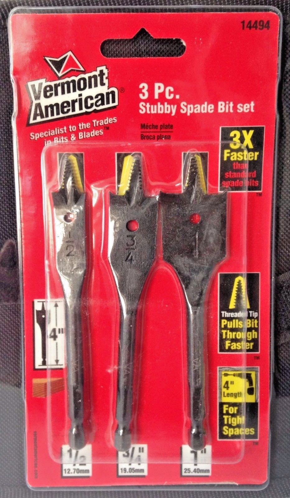 Vermont American 14482 6 Piece Spade Bit Drill Bit Set + 3 Piece Stubby Set