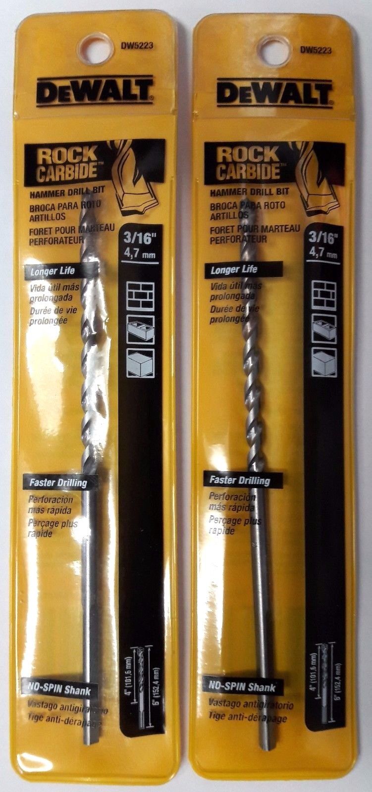 Dewalt DW5223 3/16" Hammer Drill Bit Germany 2PKS