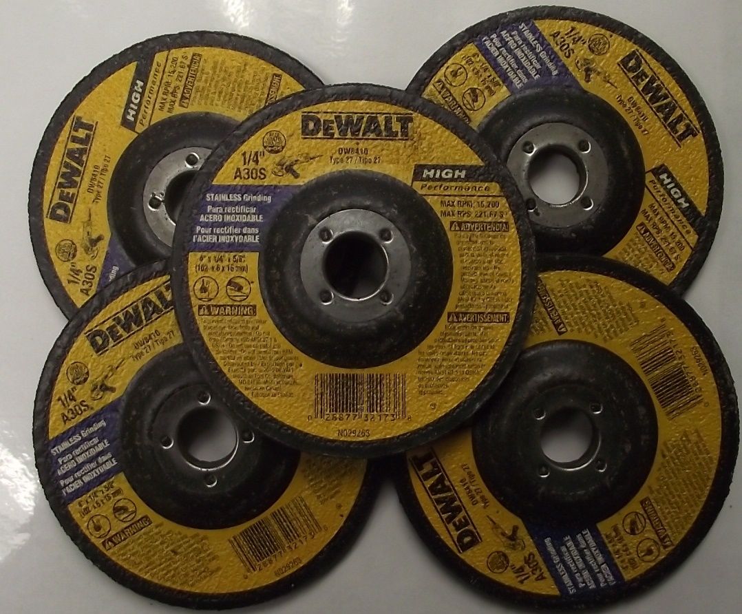 DeWalt DW8410 4” x 1/4” x 5/8” Stainless Steel Angle Grinding Wheel Type 27 5pc