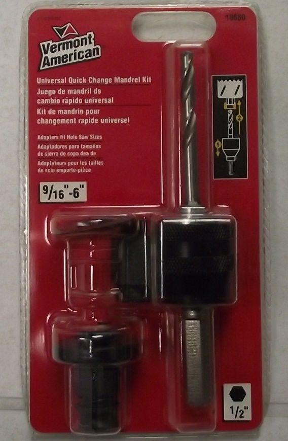 Vermont American 18630 Universal Quick Change Hole Saw Mandrel Kit