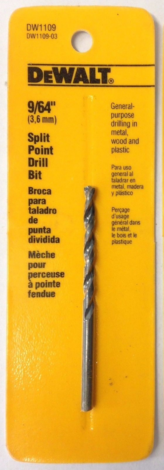 Dewalt DW1109 9/64" Split Point Drill Bit USA