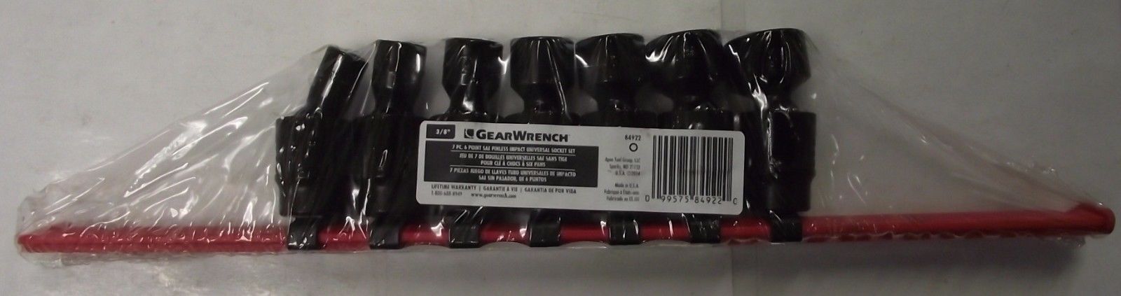 Gearwrench 84922 7 Pc. 3/8" Drive SAE Pinless Impact Universal Socket Set USA