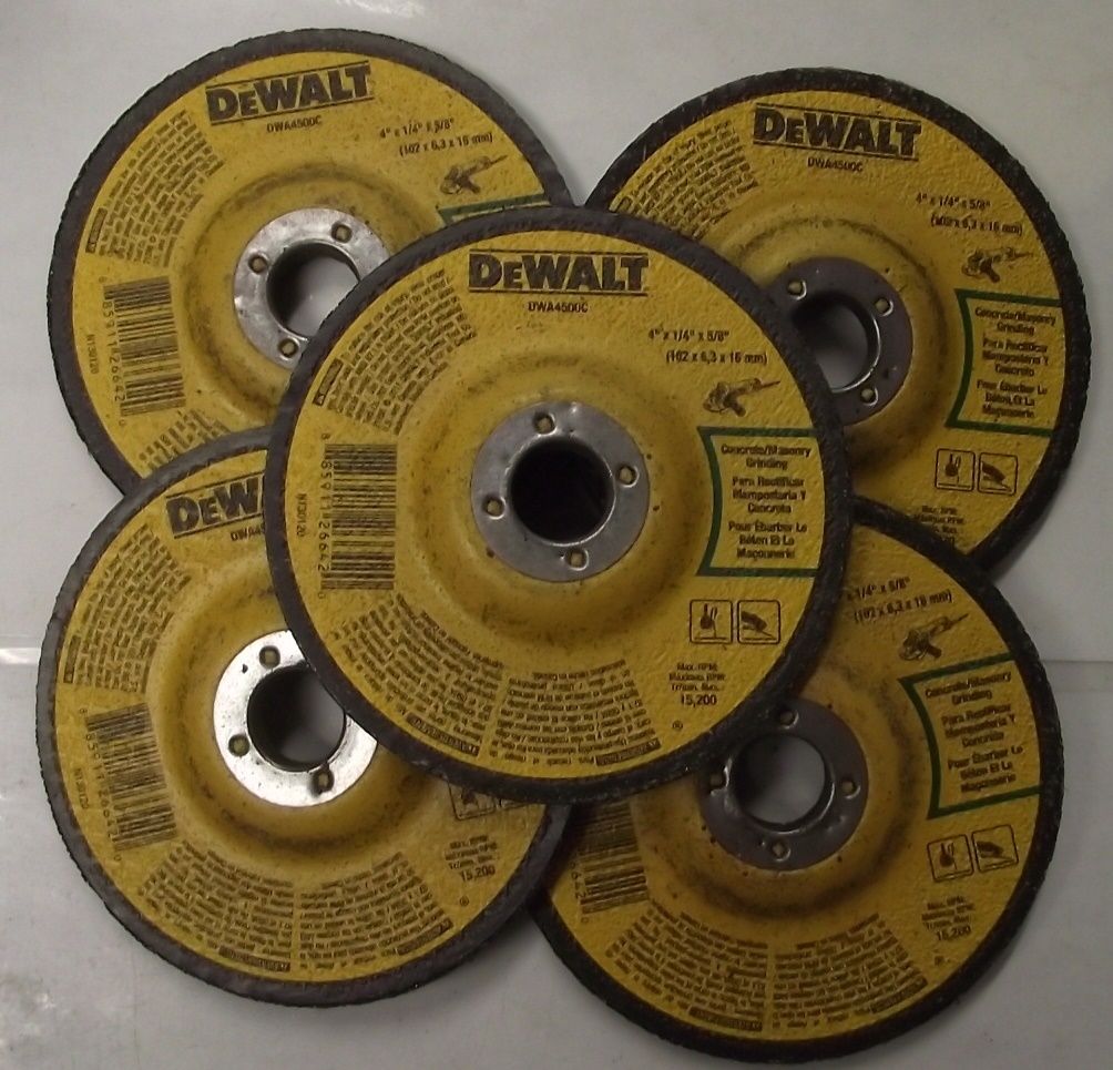 DEWALT DWA4500C 4" x 1/4" x 5/8" Concrete Masonry Grinding Wheels 5pcs.