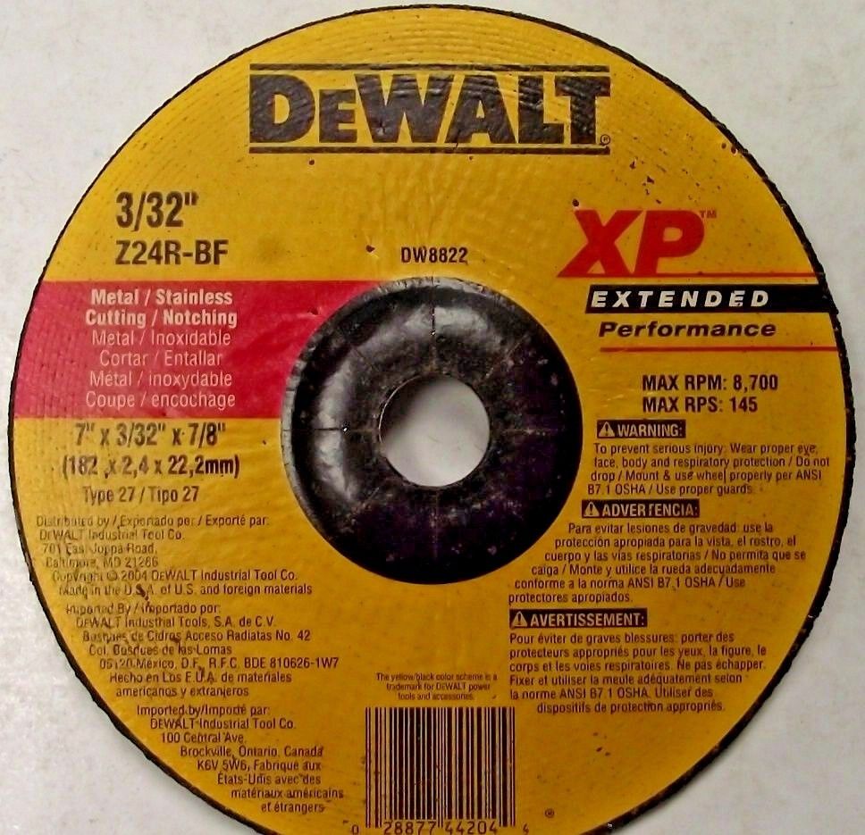 Dewalt DW8822 7 x 3/32 x 7/8 Zirconia Grinding Wheels USA