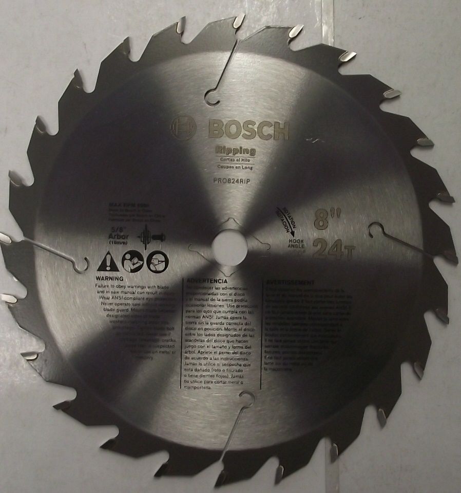 Bosch PRO824RIPB 8" x 24T ATB RIP Carbide Saw Blade 5/8-Inch Arbor