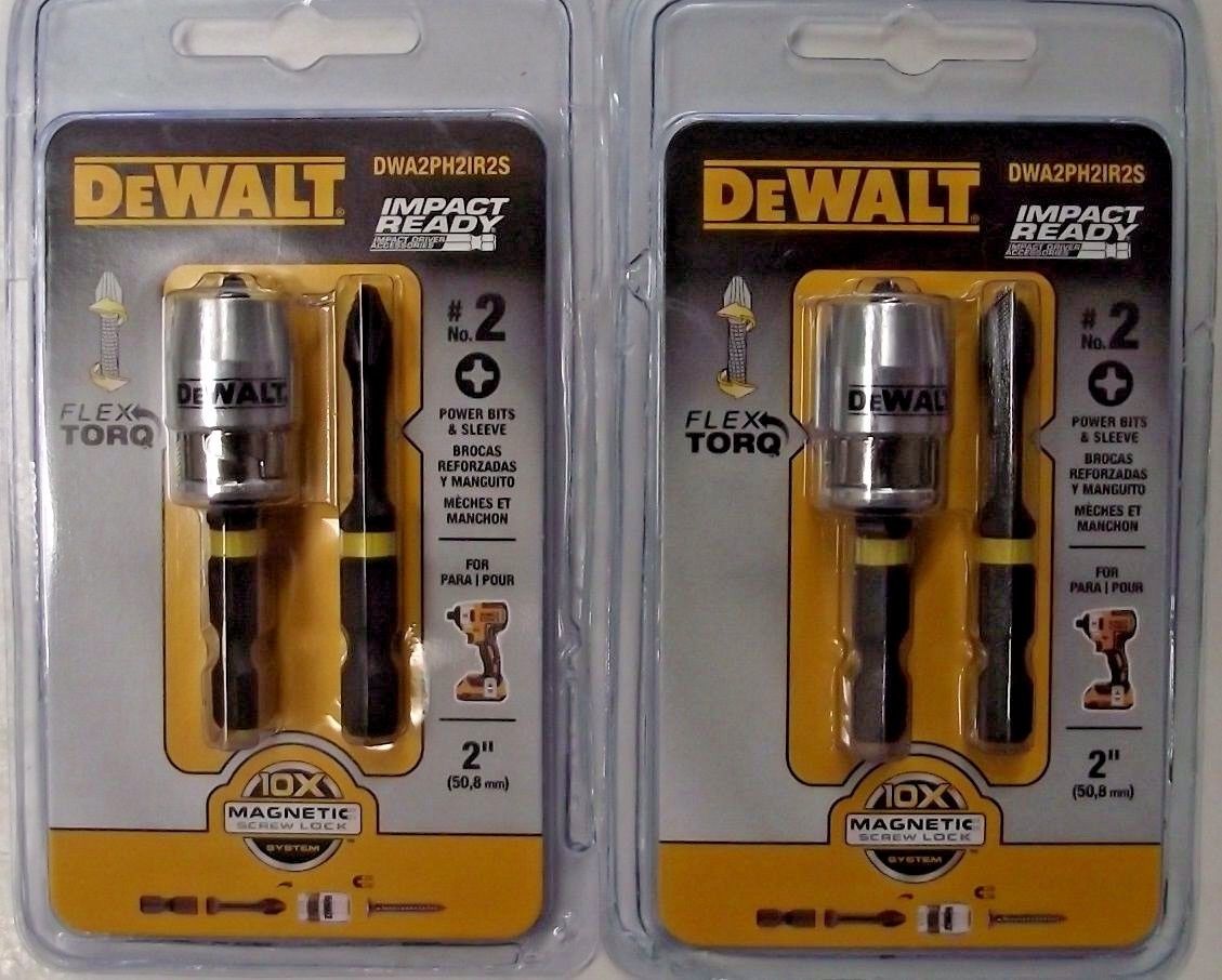 Dewalt DWA2PH2IR2S 2 Pack #2 PH 2" Impact Ready FlexTorQ Power Bits & Sleeve 2PK