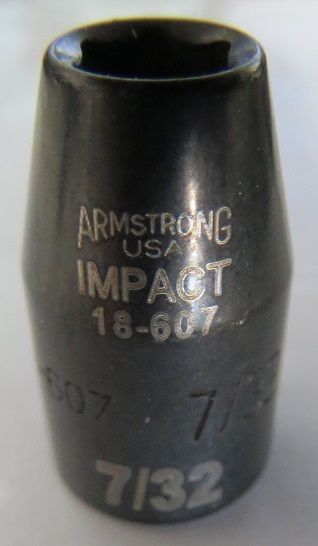 Armstrong 18-607 1/4" Drive 7/32" Impact Socket 6pt. USA 3 Pks