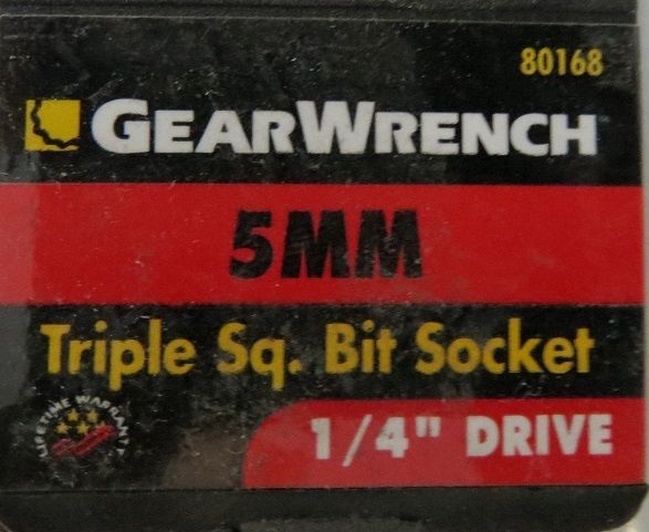 GearWrench 80168 1/4" Drive Stubby Triple Square Bit Metric Socket 4MM 2PCS