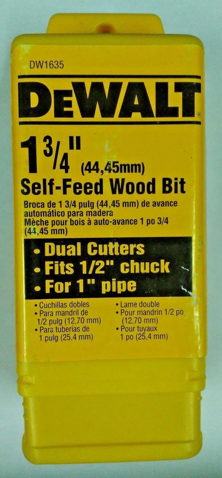 DeWalt DW1635 1-3/4" Self-Feed Wood Bit 7/16" Shank