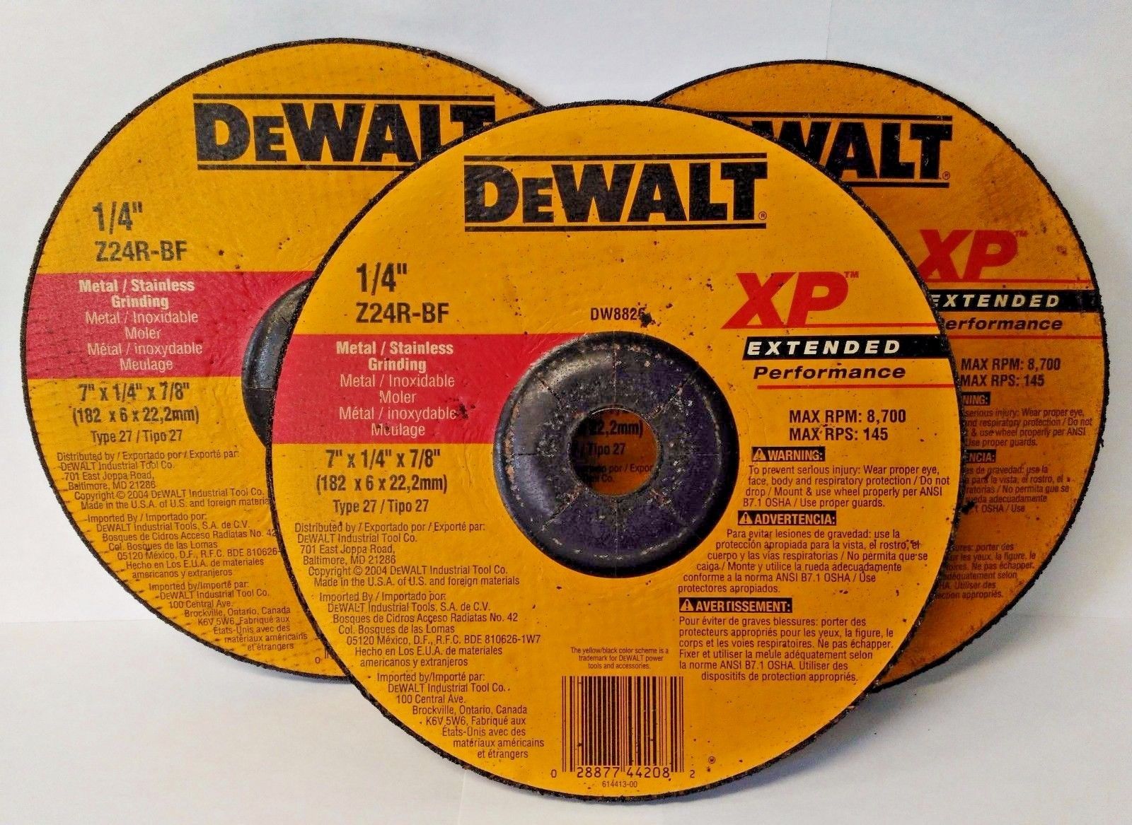 Dewalt DW8826 7" x 1/4 x 7/8 Zirconia Grinding Wheel 3PCS