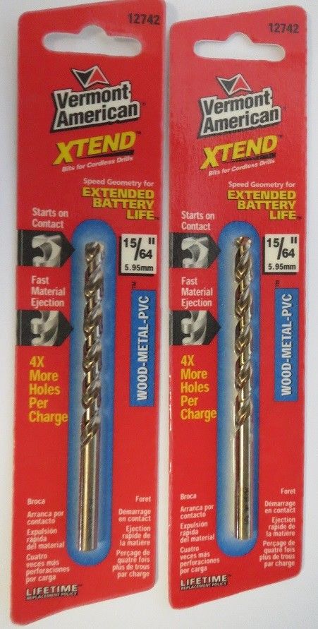 Vermont American 12742 15/64" Xtend Drill Bit 2 Pack