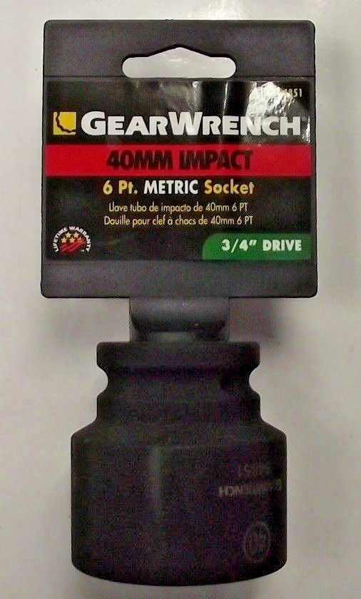 Gearwrench 84851 3/4" Drive 40mm Impact Socket 6pt.