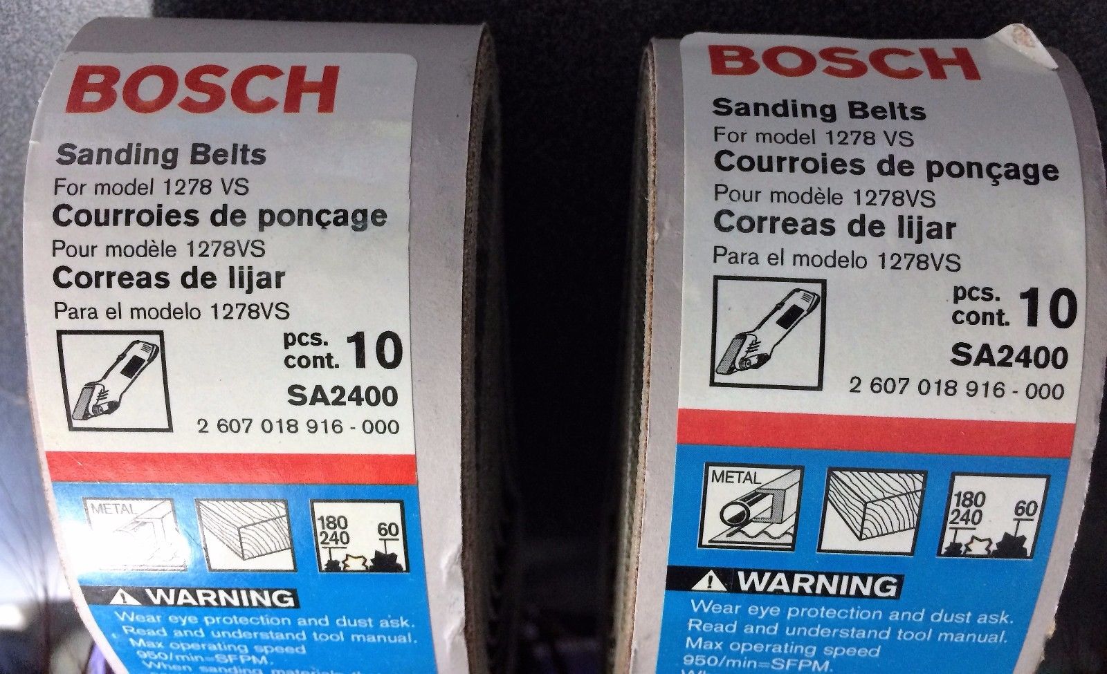 Bosch SA2400 10 Pack of Assorted Belts 60 180 240 Grit Germany 2Packs