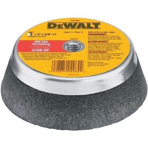 DEWALT DW4962 5" by 2" T11 Metal Grinding Cup Wheel USA