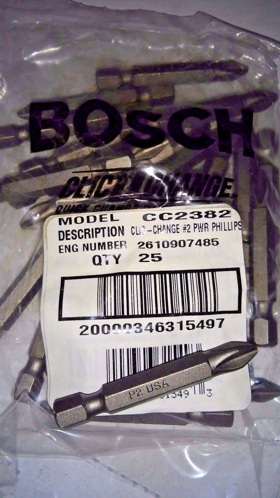 Bosch CC2382 #2 Phillips 2" Clic-Change Power Screw Tips 25 Pack USA