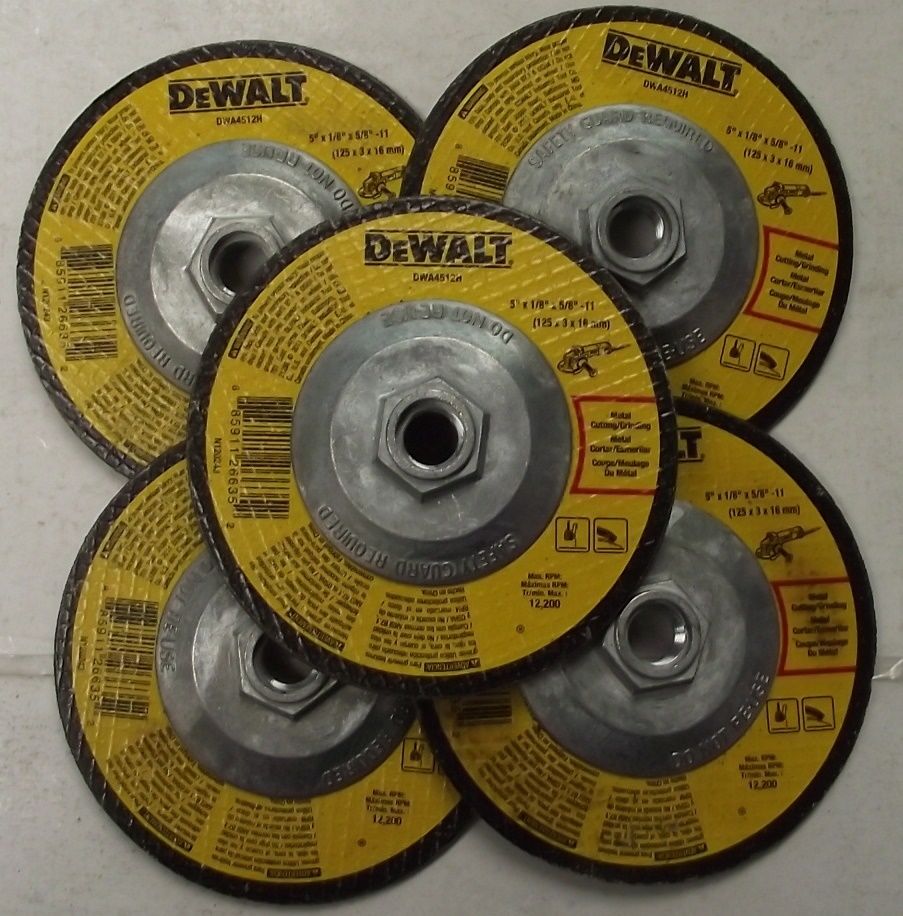 DEWALT DWA4512H 5" X 1/8" X 5/8"-11 Metal Grinding Wheel 5pcs