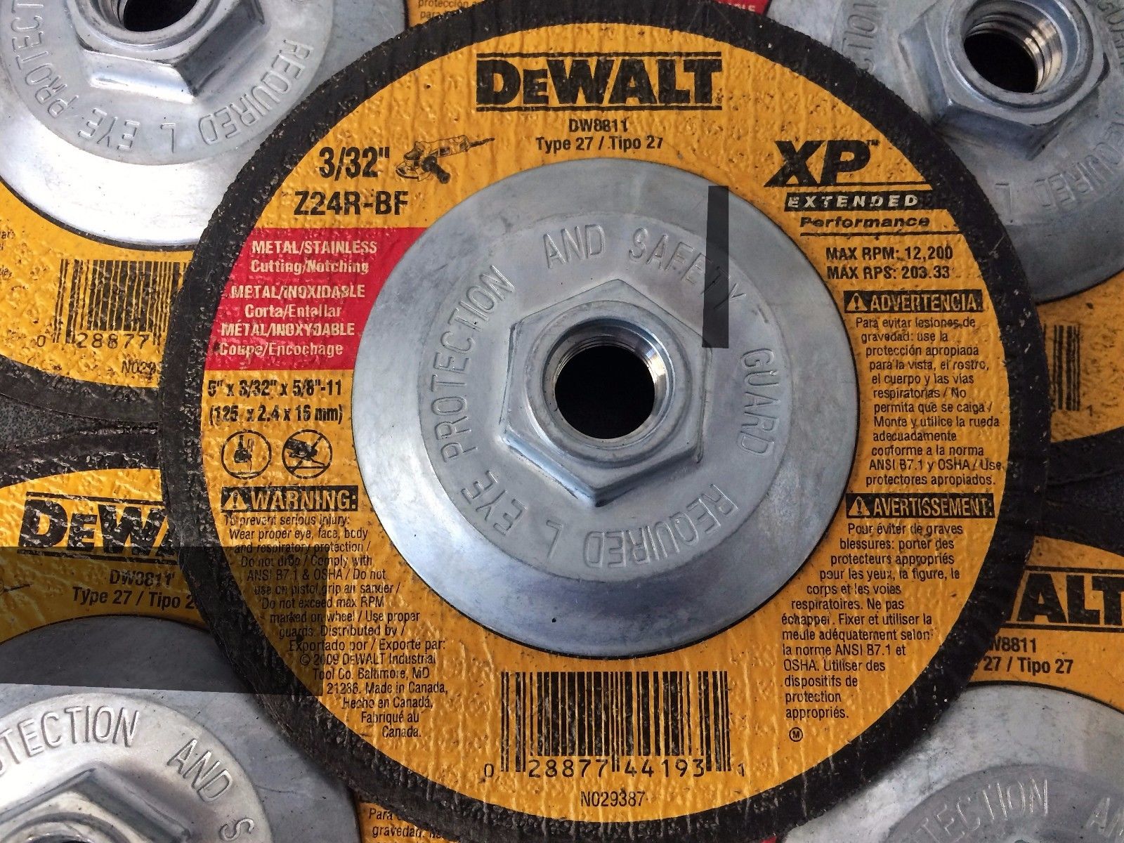 DEWALT DW8811 5” x 3/32 x 5/8-11 XP Metal/Stainless Cutting & Notching Wheel 5PC