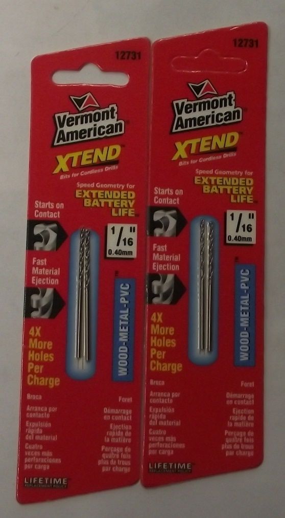 Vermont American 12731 1/16" x 1-15/16" XTEND Fractional Drill Bit 2-2pks