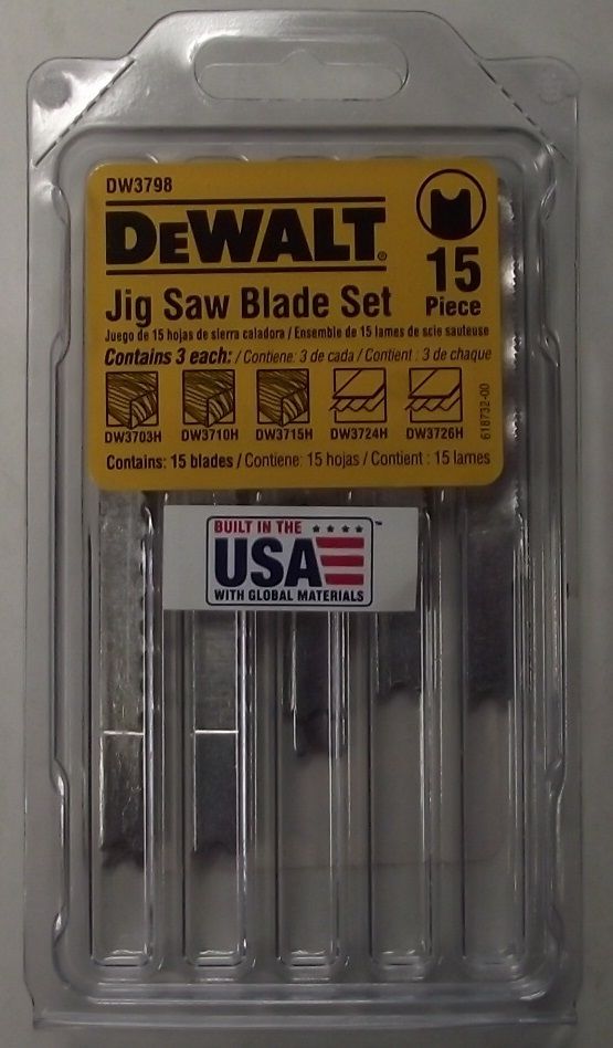 DEWALT DW3798 U-Shank Jigsaw Blades Set (15 Blades) USA