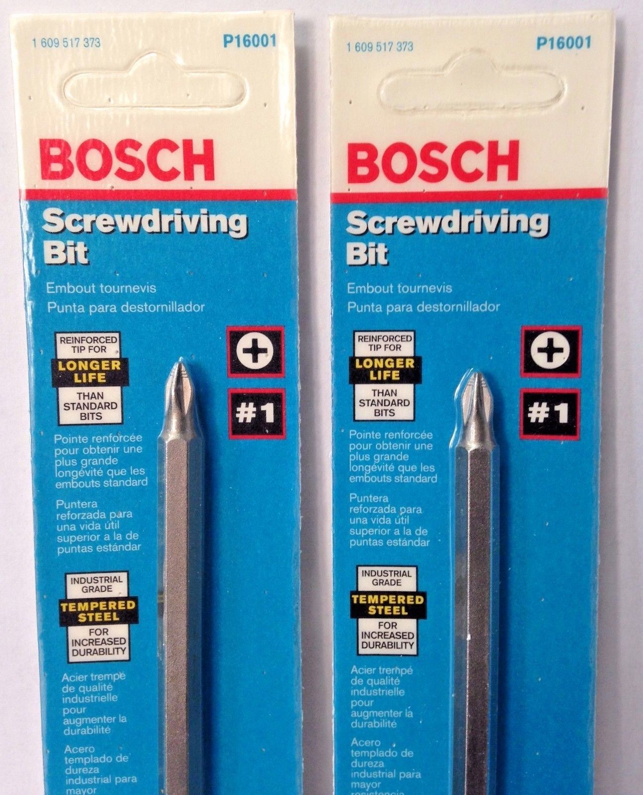 Bosch P16001 #1 Phillips x 6" Power Screw Clic Change Tip USA 2PKS