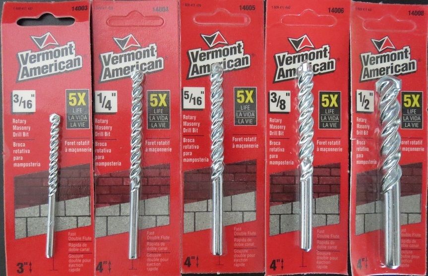 Vermont American 14003-14030 11pc Rotary Percussion Drill Bit Set 1/8 to 5/8