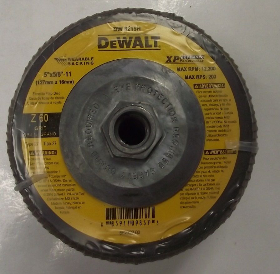 DEWALT DW8215H 5" x 5/8 - 11 Z60 Grit T27 WB Flap Disc 5pcs.