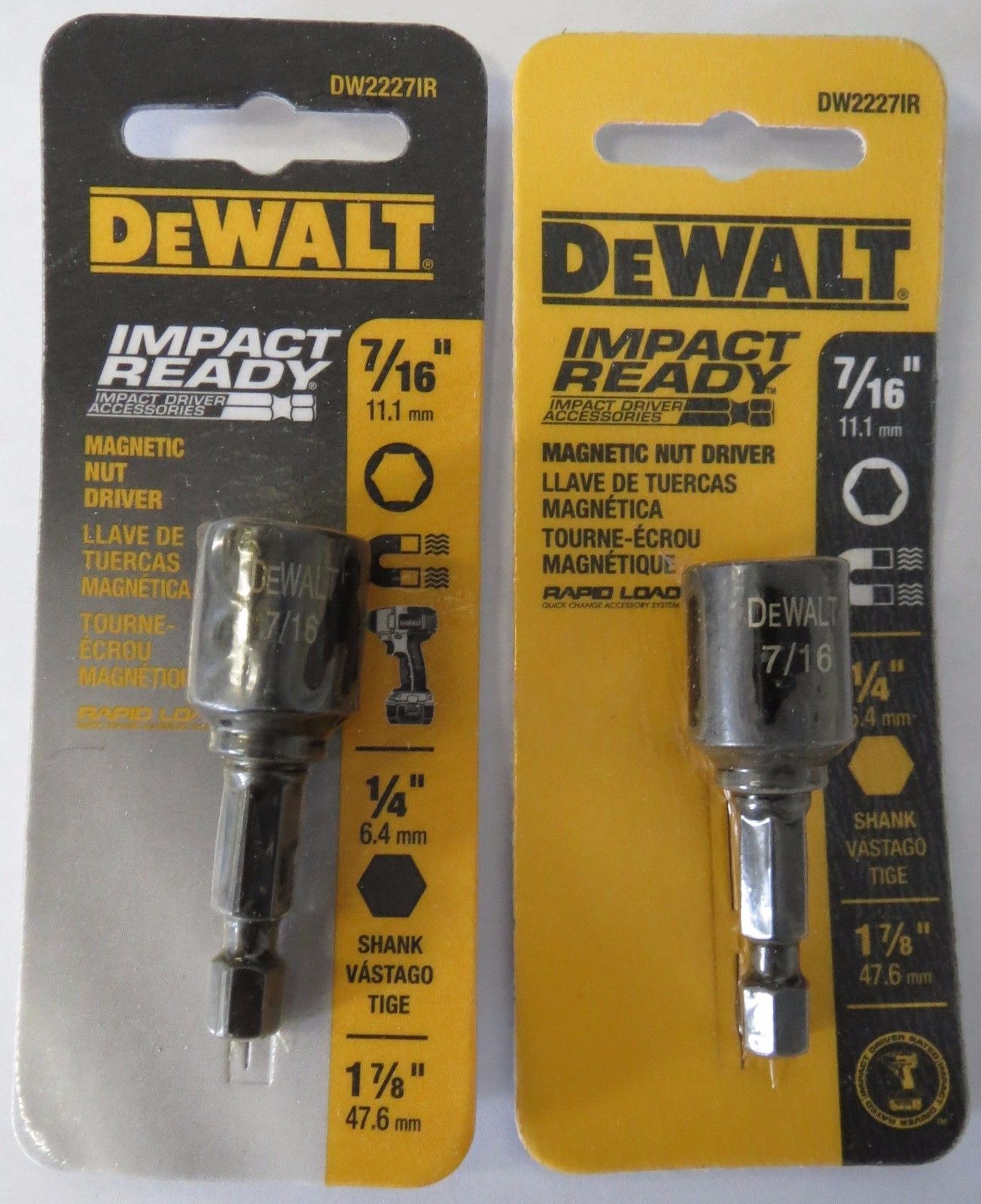 DEWALT DW2227IR 7/16 X 1-7/8 Impact Ready Magnetic Nutdriver 2PKS