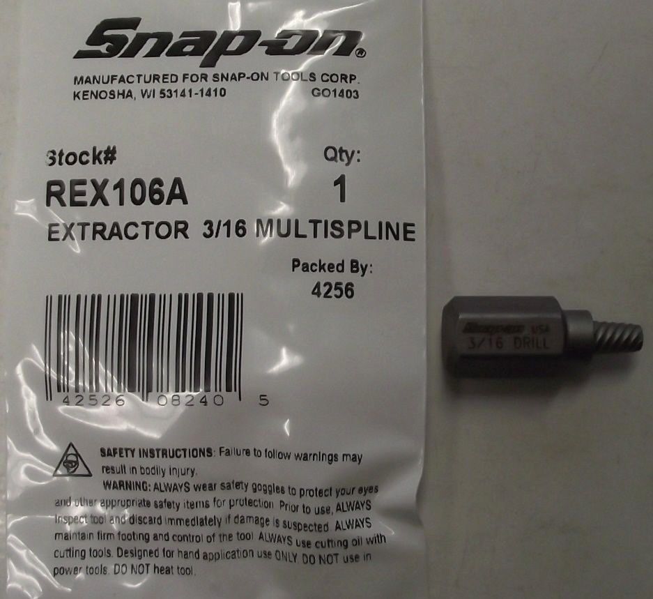 Snap-On REX106A 3/16" Multispline Extractor USA