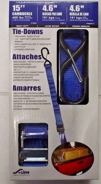 S-Line By Ancra 6' Cam Buckle Tie-Downs with Hooks - Set of 4