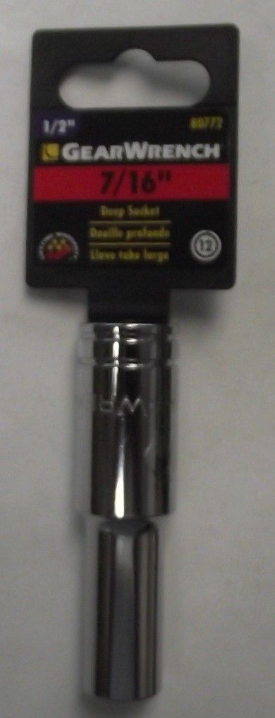 GearWrench 80772 1/2" Drive 7/16" 12pt Deep Socket