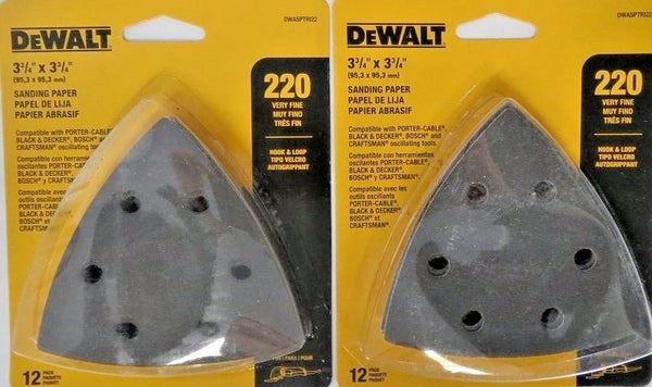 DEWALT DWASPTRI22 Hook And Loop Triangle 220 Grit Sandpaper 2 12 Packs